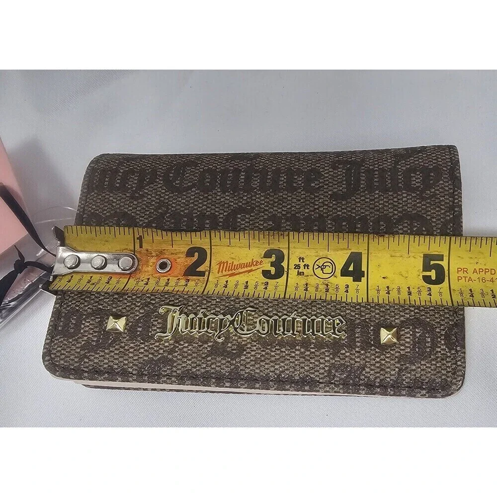 Juicy Couture Chestnut Chino & Pink Credit Card Bifold Wallet Key Ring NWT